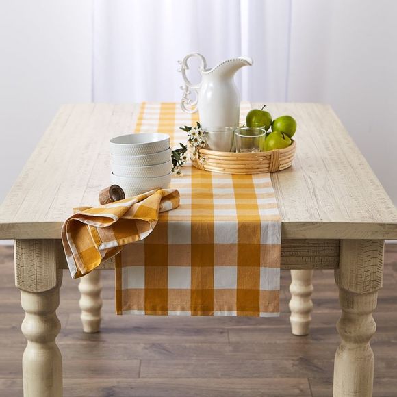 Design Imports CAMZ12388 14 x 72 in. Honey Gold Buffalo Check Table Runner - Picture 3 of 3